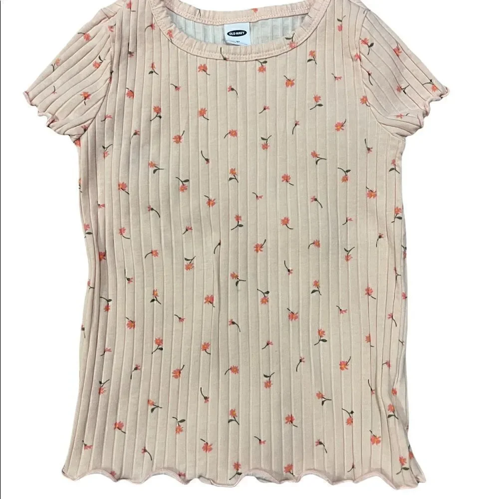 Old Navy Short Sleeve Lettuce-Edged Tee  Girls Tops sz 4